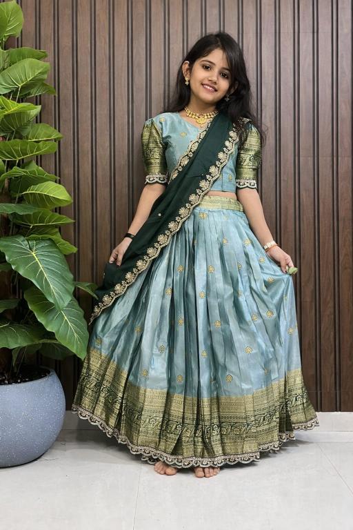 kids lehenga choli simmer silk SKy blue Wholesale kids lehenga choli manufacturer